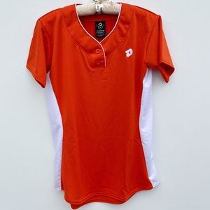 Domarini Girls Two Button Jersey T600 Orange and White Piping White Side Panels